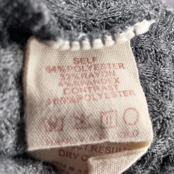 Anthropologie Small S Mystree Gray Thermal Waffle Knit Velvet Stripe Cowl Top - Picture 4 of 4